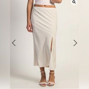 Harlow Midi Slit Skirt in Floral Cream